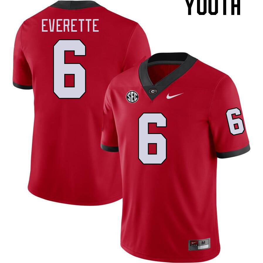 Youth #6 Daylen Everette Georgia Bulldogs College Football Jerseys Stitched-Red